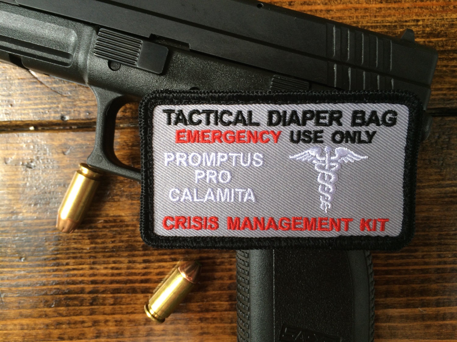 Tactical Diaper Bag Patch Gun Metal Grey