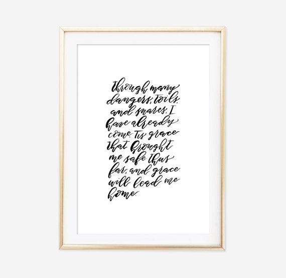 Amazing Grace Hymn Modern Calligraphy Print by ThePaperMountainCo