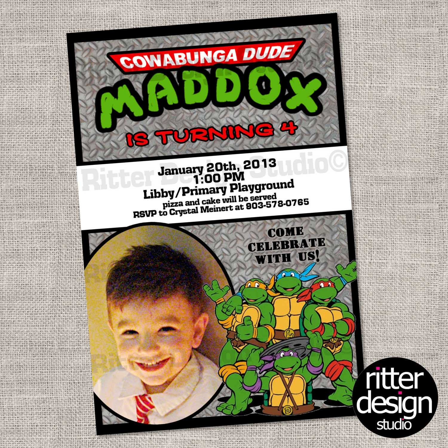 Ninja Turtle Birthday Invitation Printable by ...