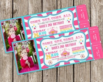 Vintage Circus Carnival Photo Invitation - Ticket Invitation - Carnival Circus Birthday Party - DIY Printable