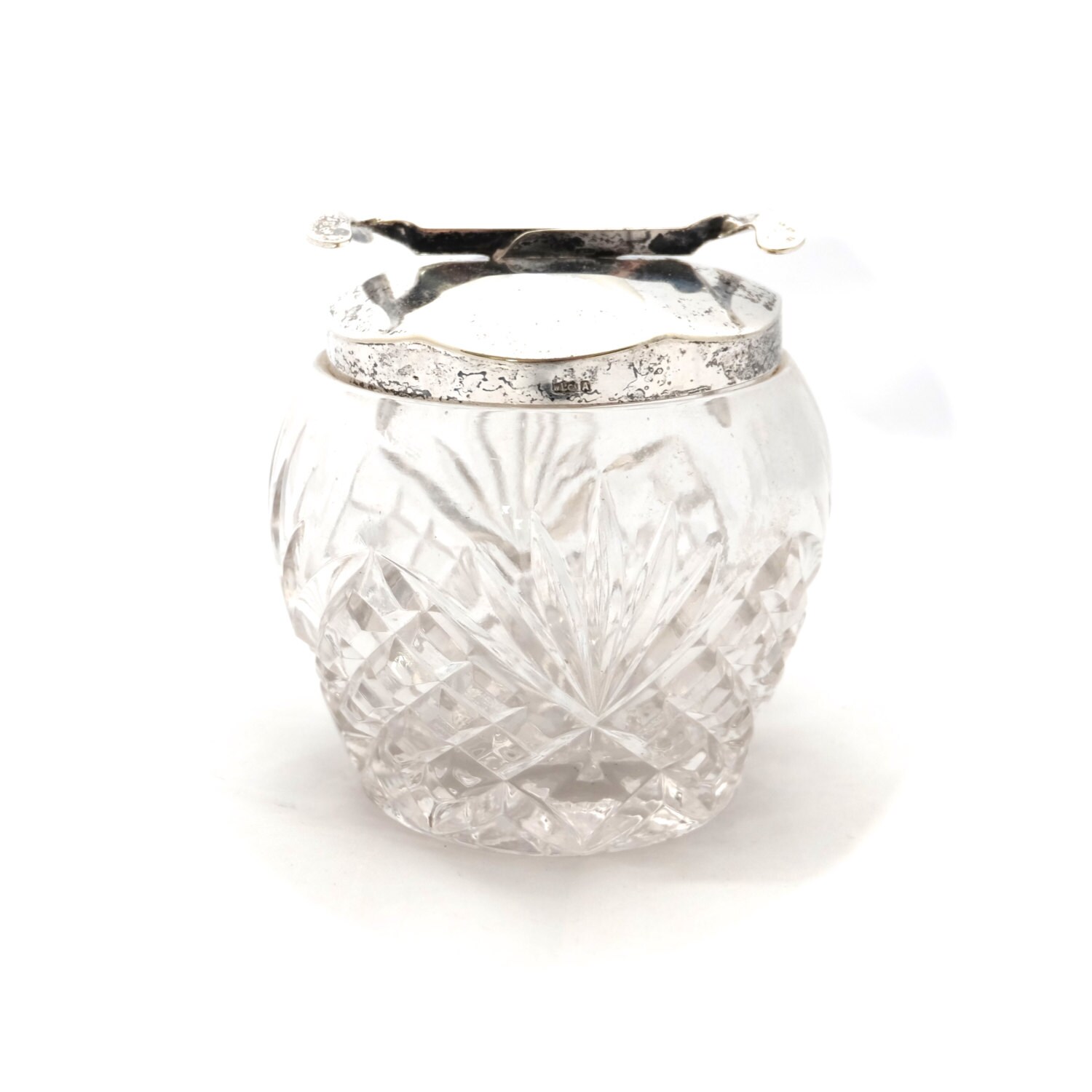 Glass Sugar Bowl, SOS Pascalls Sugar Bowl, Art Deco Cut Glass Sugar