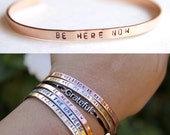 Thin Cuff Bracelet. Be here now. Yoga Jewelry. Dainty. Thin Cuff Bracelet. Be here now. Yoga Jewelry. Dainty.