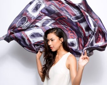 SALE: Printed silk scarf, Oversized scarf, Designer scarf, African scarf, Huge shawl, Printed shawl, Designed by Dikla Levsky