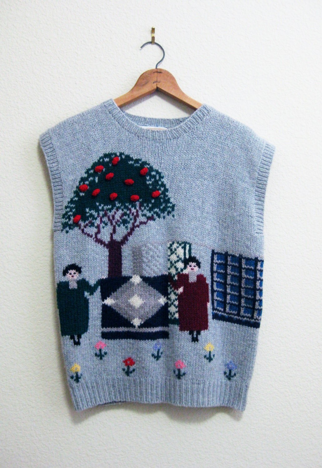 Novelty Sweater Vest Gray Shetland Wool Deans of Scotland