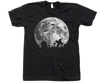 Moon Halloween t-shirt Custom Hand Screen Printed on American Apparel Crew Neck Available: S , M , L , Xl , Xxl