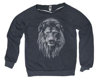Lion Hand Screen Print Alternative Apparel Eco-Fleece Maniac Sweatshirt S,M,L,Xl 2 Colors