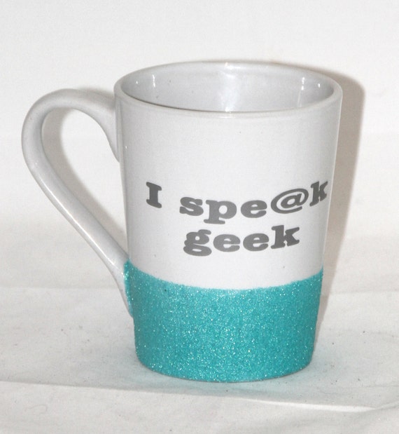 Geek Coffee Mug Glitter Dipped Mug Nerdy by GlitterGlassAndSass