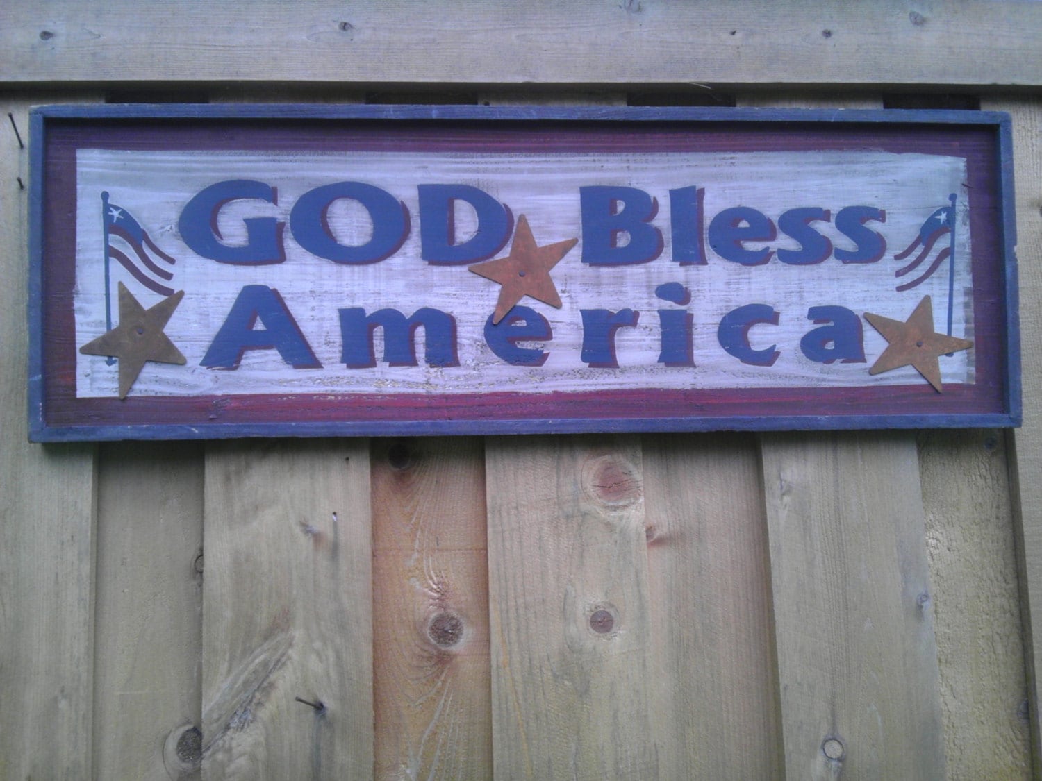 Vintage Wood God Bless America Sign USA by VintageEstateLore