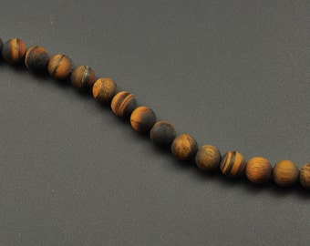 10mm Yellow Tiger Eye Matte Beads, Natural Stone Beads, Round Frosted Gemstone Beads 15'' Strand