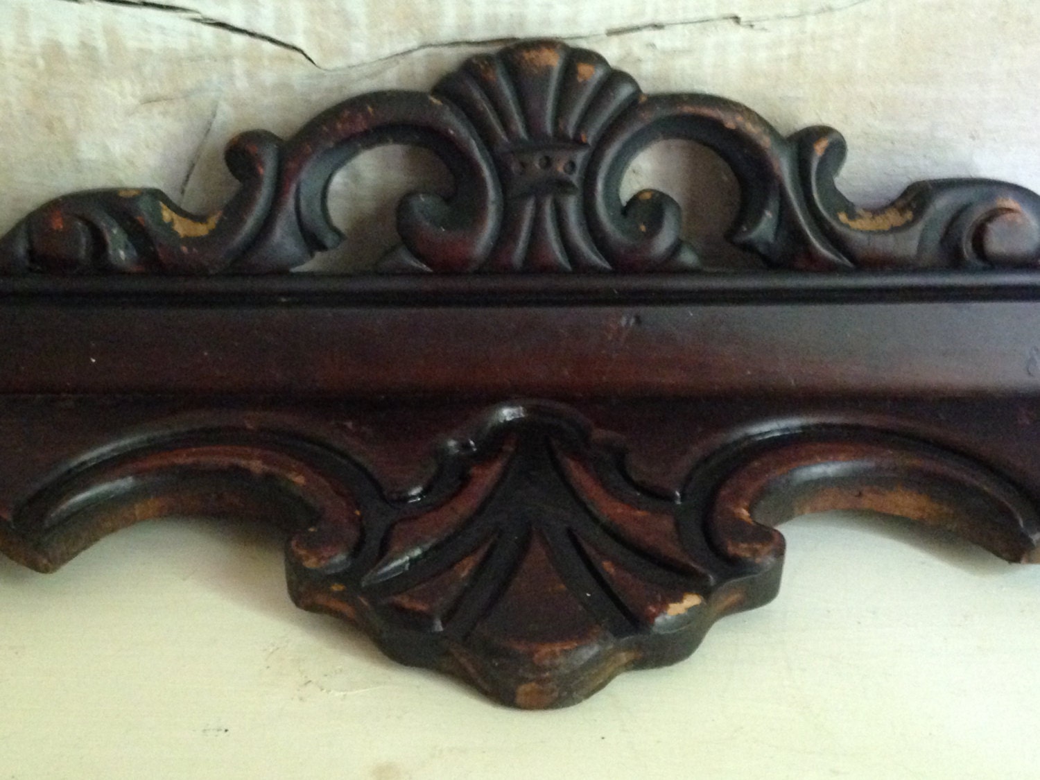 vintage Architectural Salvage handcarved wood or bed trim,repurposed wall art,re