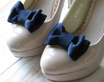 Navy blue shoe clips Something blue Navy shoe clips Navy blue bridesmaids gift Navy blue bridal Navy blue wedding Wedding shoes Navy bridal