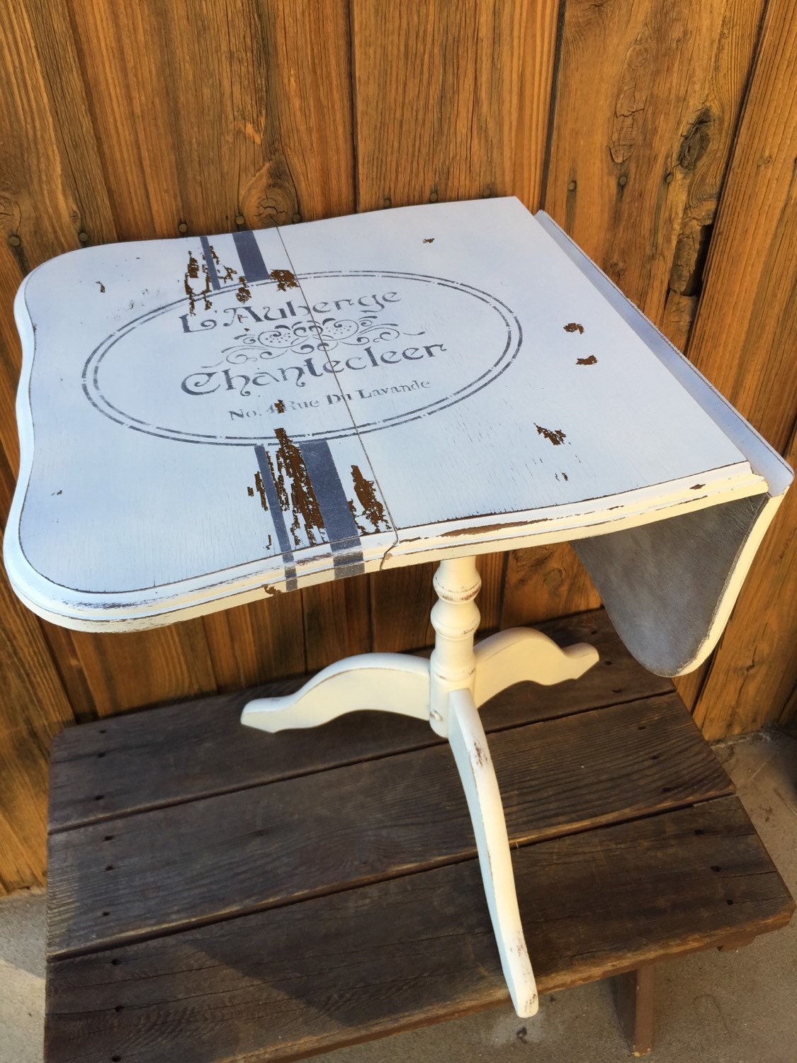 Upcycled Side Table / Small End Table / Grey and by RusticEye