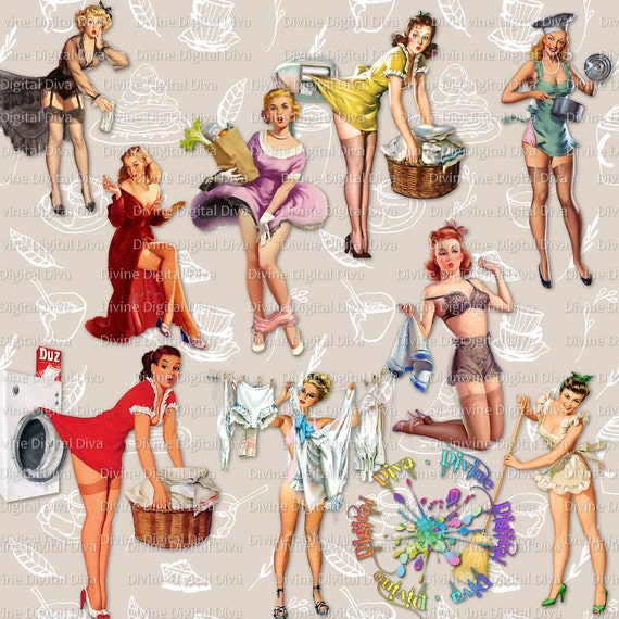 Housewife 50s Vintage Pinup Girls Housewives Housework