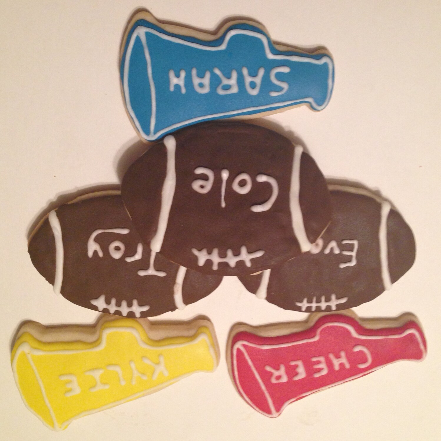 Football/Megaphone Sugar Cookies by KaysCakesAndDesserts on Etsy
