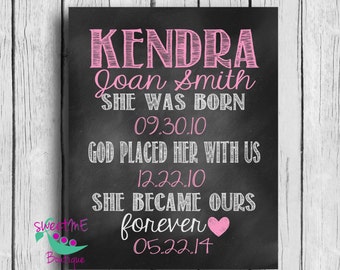 Personalized adoption print, adoption gift, baby shower gift, 8x10, unique gift, family gift, DIGITAL IMAGE, printable