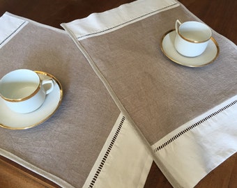 2 place mat, linen et cotton , drap ancien français, jour échelle