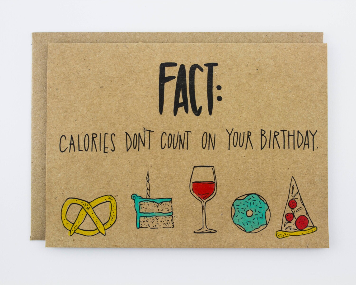 Calories Don't Count on Your Birthday Illustrated Card