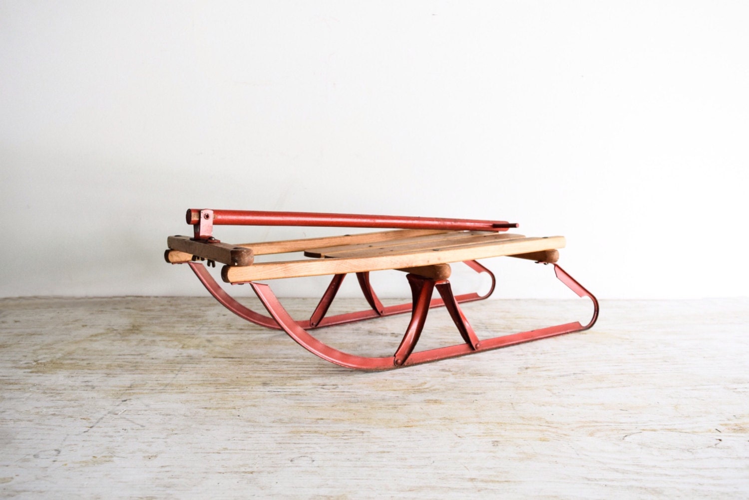 wooden sled snow sled runner sled small classic wood by littlecows