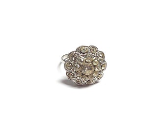 Crystal ring, button ring, upcycled ring, repurposed ring