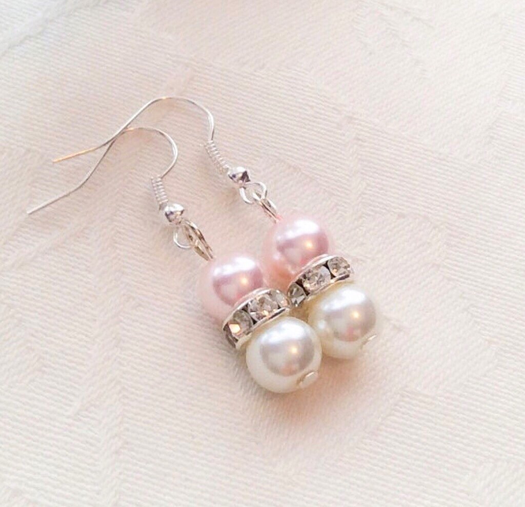 Blush & Ivory Earrings Blush Pink Jewelry Pink by InfinityByClaire