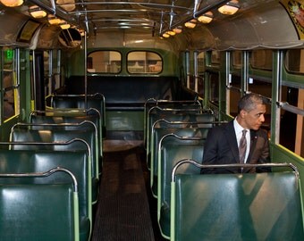President Barack Obama, Rosa Parks Bus -Photo Print