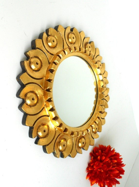 12 Mirror Gold Round Frame Gold Leaf Mirror Gold