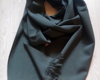 Vintage Swiss military army winter scarf scarves, gray khaki fabric cloth material textile, unused condition uniform surplus, 70s early 80s
