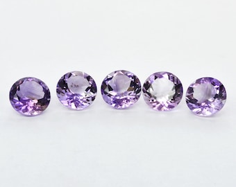 Natural Amethyst Gemstones - Lot of Round Loose Natural Amethyst Gemstones 11 MM - Approx -21.6 ct., 5pieces Faceted AAA Quality