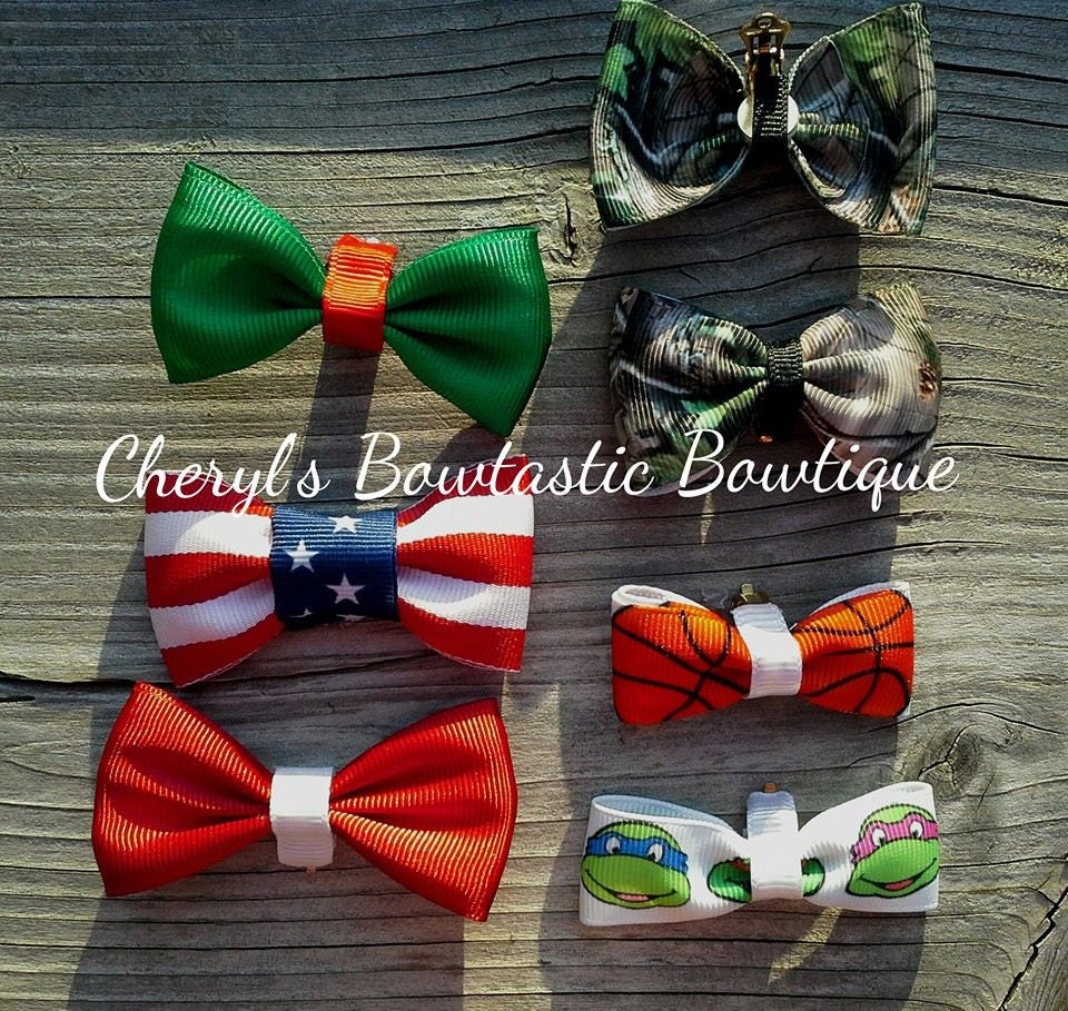 Boys OR Girls Bow tie clips Clip them on by CherylsBowtasticBows