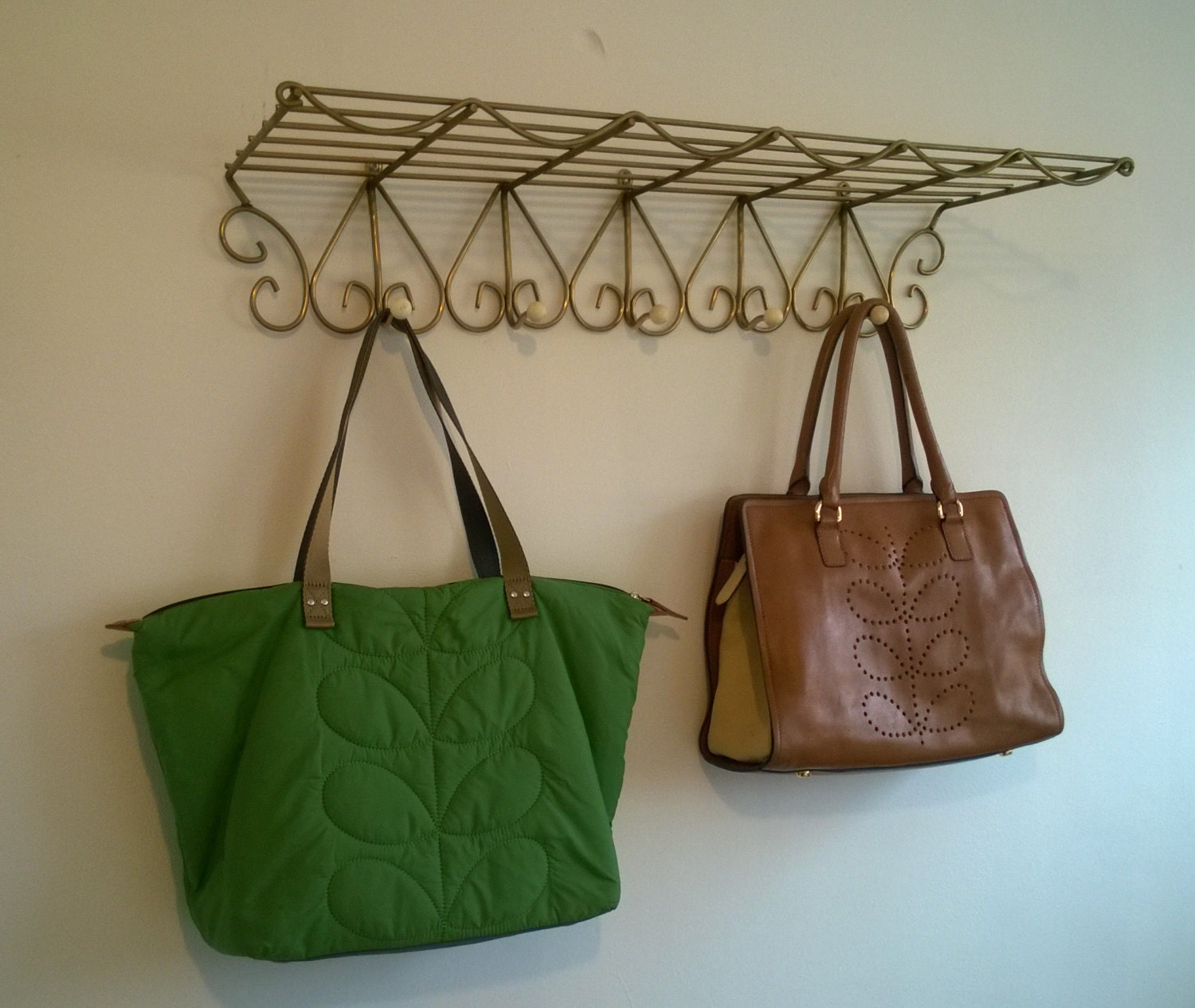 Vintage coat rack hall stand wrought iron shelf unit book shelf coat