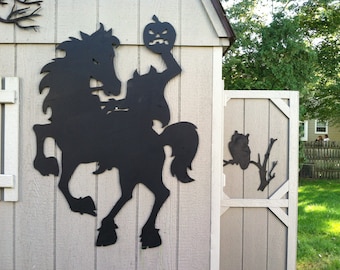 Headless Horseman Halloween Silhouettes LARGE- Yard decor - shadows