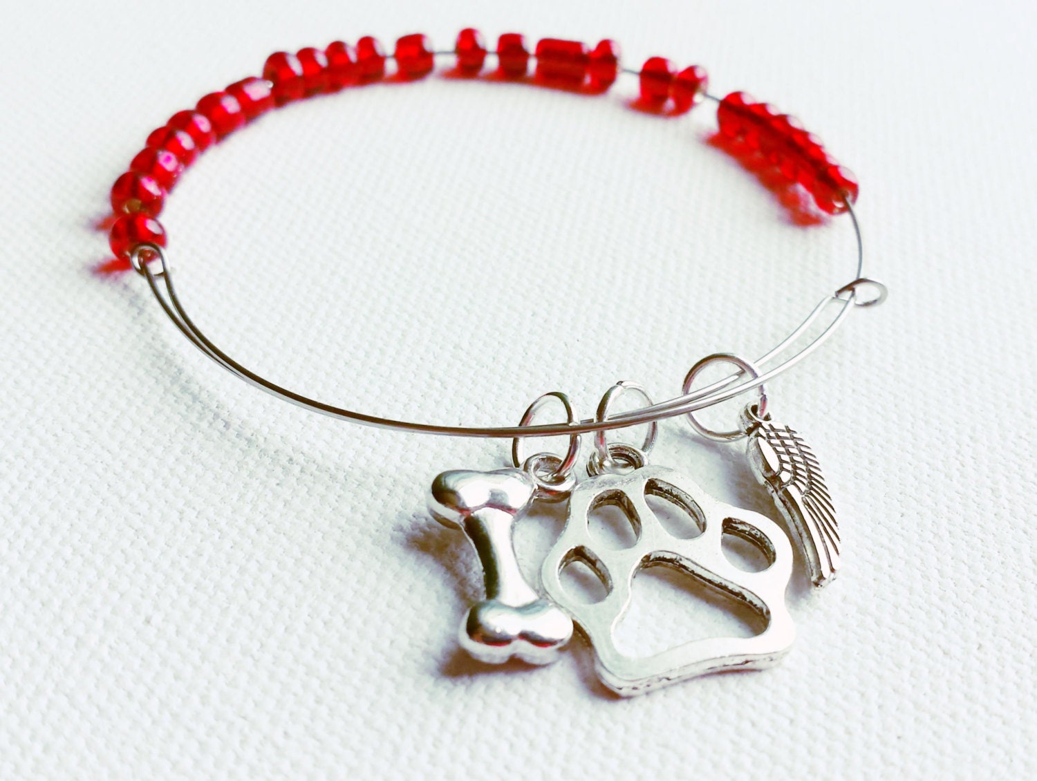 Thin Red Line Bracelet Adjustable Bangle by MooreJewelryStyle