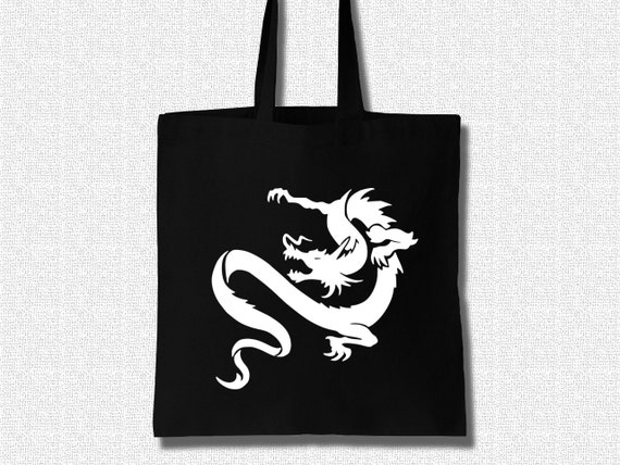 Cotton Tote Bag Women Dragon V - Cotton Tote Bag Women by K-Log