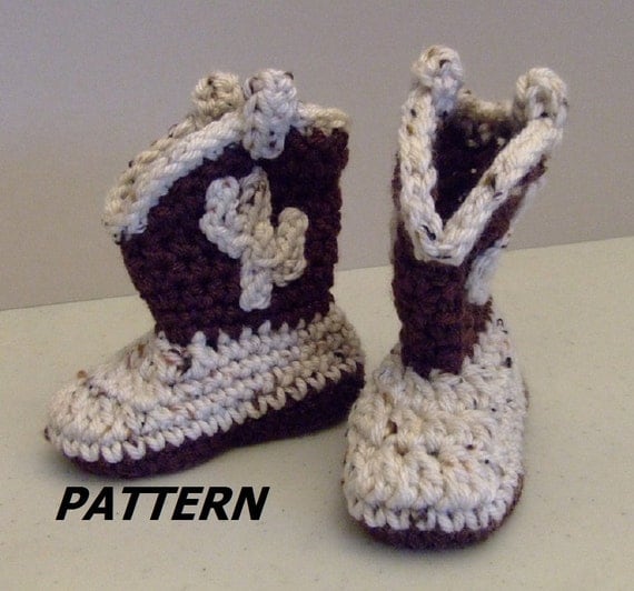 PATTERN Cowboy Boot Booties Crocheted