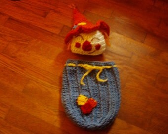 Baby boy hat Scarecrow hat and snuggle sack cocoon blanket Halloween Fall