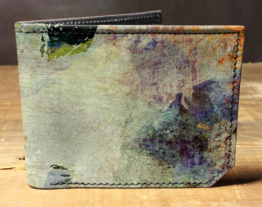 abstract art wallet Leather wallet mens wallet artists