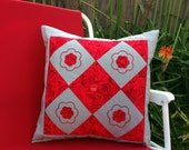 Red Patchwork Cushion Cover Size 16" by 16" Pillow front padded and lined Christmas Pillow Cover, Christmas Decor, Christmas gifts for her Red Patchwork Cushion Cover Size 16" by 16" Pillow front padded and lined Christmas Pillow Cover, Christmas Decor, Christmas gifts for her