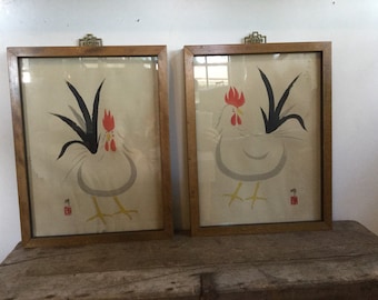 Chinese Rooster Framed Art