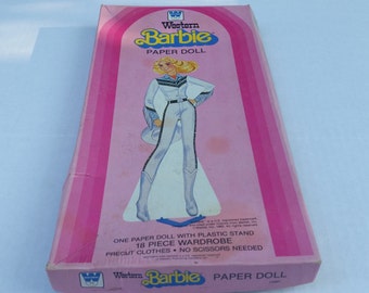 Vintage WESTERN BARBIE PAPER doll w/ stand