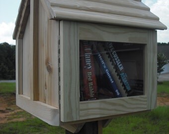 Little house on a stick, UNFINISHED, 23 x 17 x 17 library, neighborhood book box, fully assembled, post mount attached, weather resistant