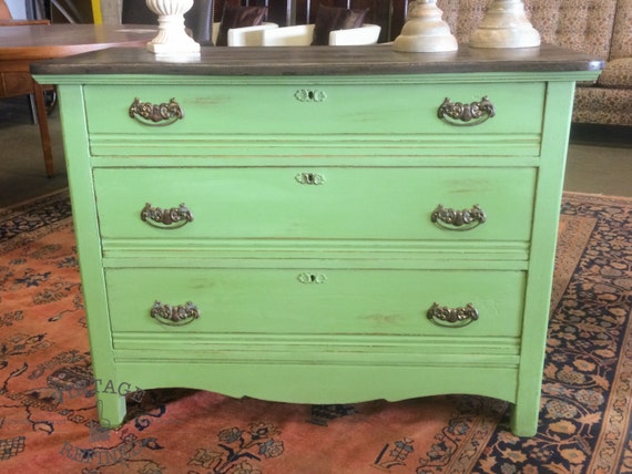 Items similar to SOLD!!! Green Painted Antique Dresser on Etsy