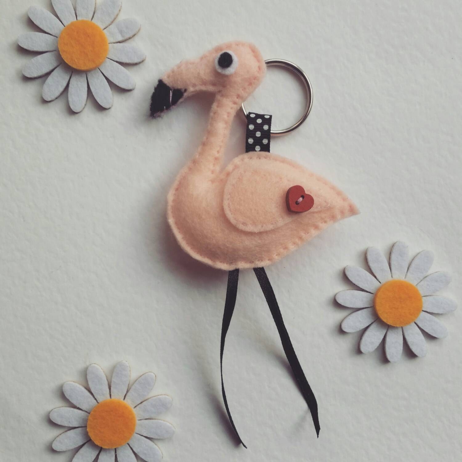 Flamingo Felt Keyring