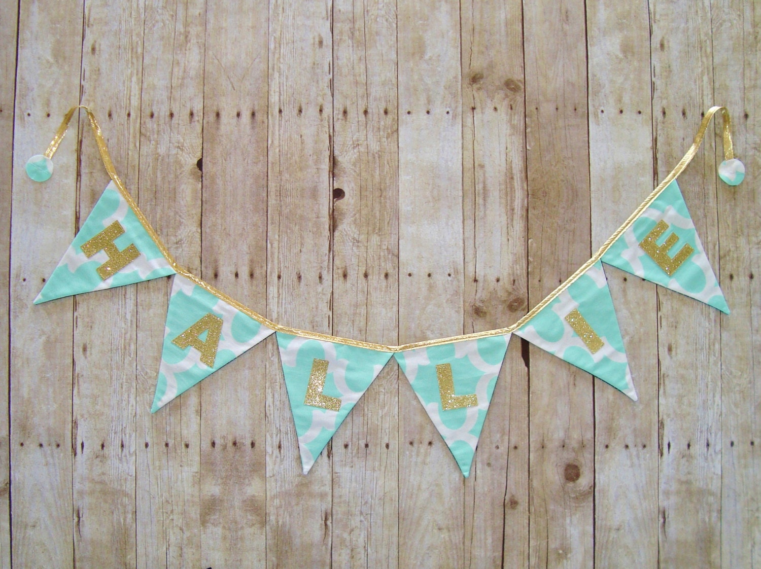 Mint Name Banner Gold Letters / mint and gold by stickponystudio