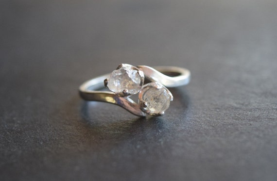 Stone Diamond Engagement Ring, Unique Engagement Ring, Sterling Silver ...