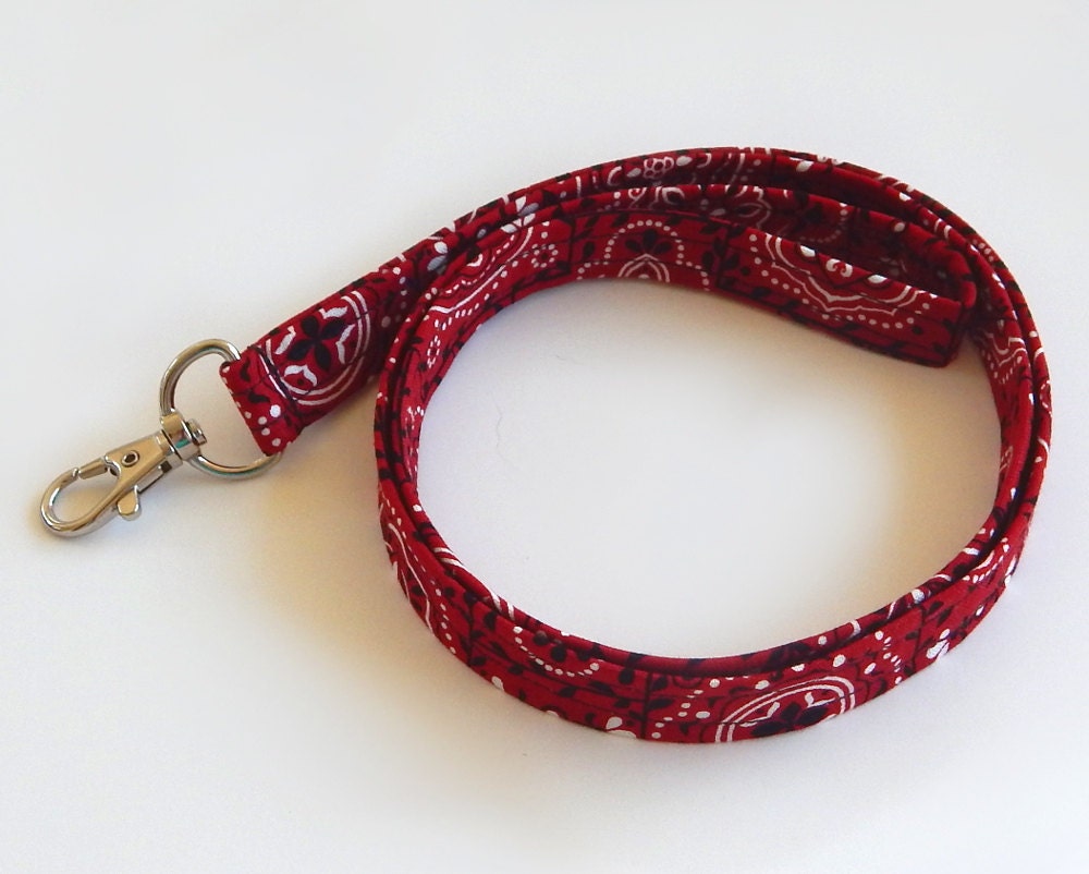 Bandana Lanyard / Red Bandanna / Western Keychain / Country