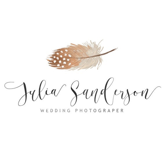Photography logo calligraphy feather logo gold feather