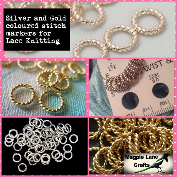 RING STITCH MARKERSx10 or lace Knitting silver /Gold 4-7 mm