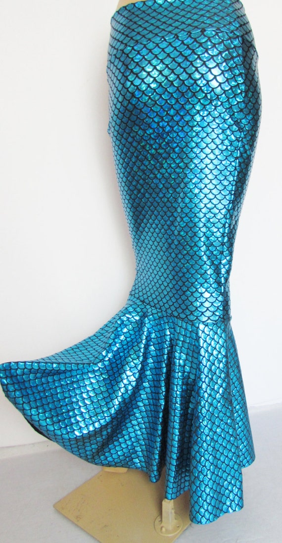 Turquoise Mermaid scale skirt Fish Scale by ZanzaDesignsClothing