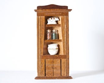Miniature Corner Cabinet - Mid Century furniture - Doll House Decor