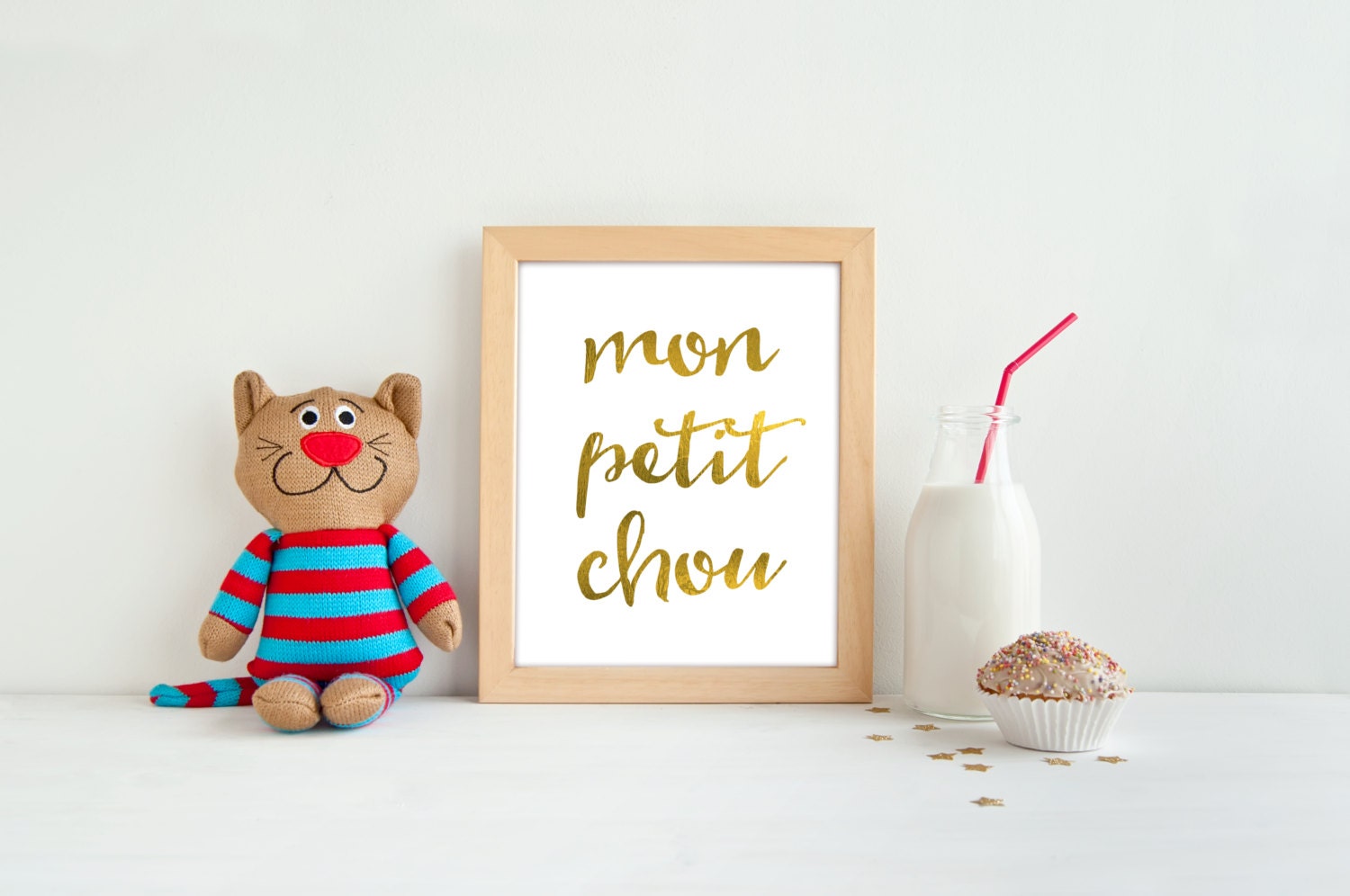 Mon petit chou PRINTABLE faux gold foil nursery print baby